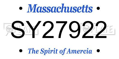 SY27922 Massachusetts License Plate
