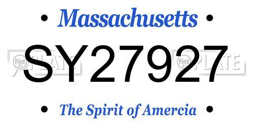 SY27927 Massachusetts License Plate