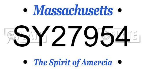 SY27954 Massachusetts License Plate