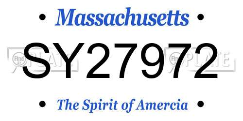 SY27972 Massachusetts License Plate