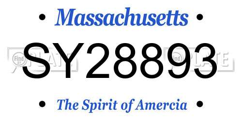 SY28893 Massachusetts License Plate