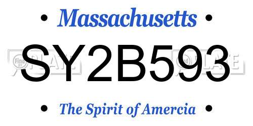 SY2B593 Massachusetts License Plate