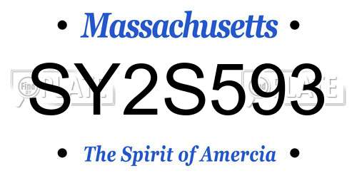 SY2S593 Massachusetts License Plate