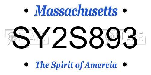 SY2S893 Massachusetts License Plate