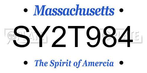 SY2T984 Massachusetts License Plate