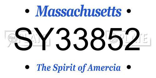 SY33852 Massachusetts License Plate
