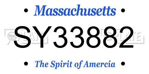SY33882 Massachusetts License Plate