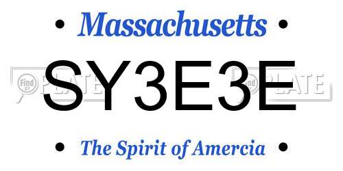 SY3E3E Massachusetts License Plate