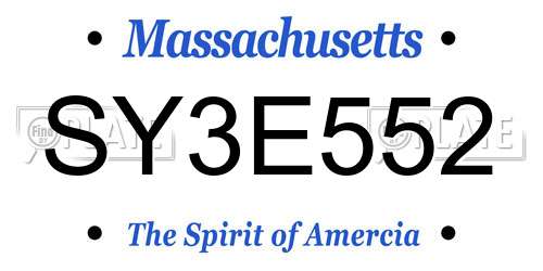 SY3E552 Massachusetts License Plate