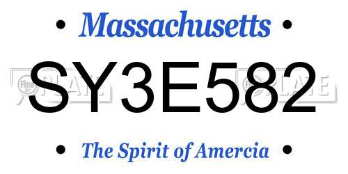 SY3E582 Massachusetts License Plate
