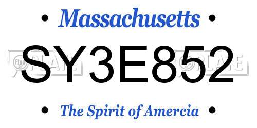 SY3E852 Massachusetts License Plate