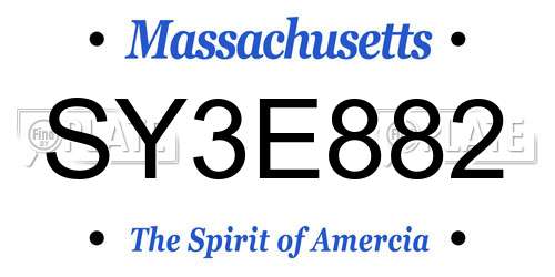 SY3E882 Massachusetts License Plate