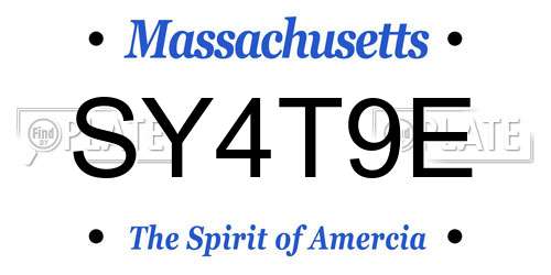SY4T9E Massachusetts License Plate