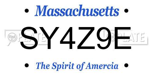 SY4Z9E Massachusetts License Plate