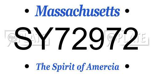 SY72972 Massachusetts License Plate
