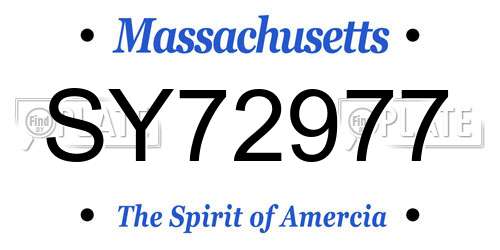 SY72977 Massachusetts License Plate
