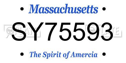 SY75593 Massachusetts License Plate