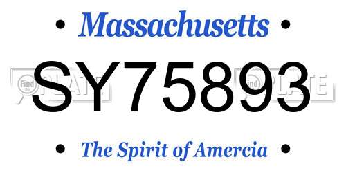SY75893 Massachusetts License Plate
