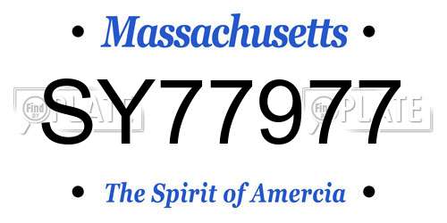 SY77977 Massachusetts License Plate