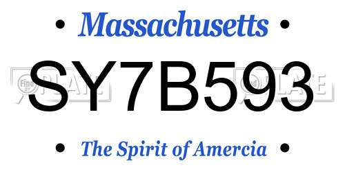 SY7B593 Massachusetts License Plate