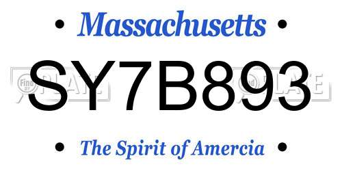 SY7B893 Massachusetts License Plate