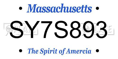 SY7S893 Massachusetts License Plate