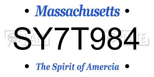 SY7T984 Massachusetts License Plate