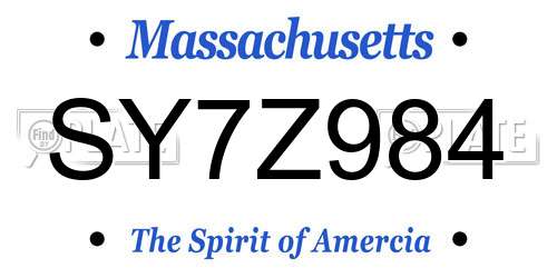 SY7Z984 Massachusetts License Plate