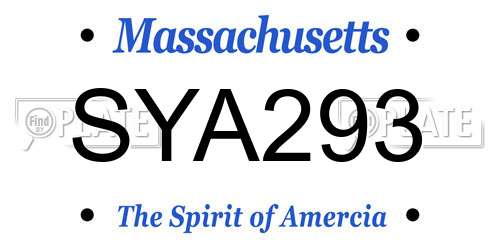 SYA293 Massachusetts License Plate