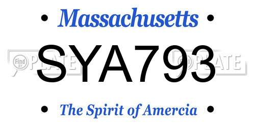 SYA793 Massachusetts License Plate