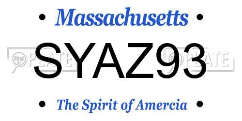 SYAZ93 Massachusetts License Plate