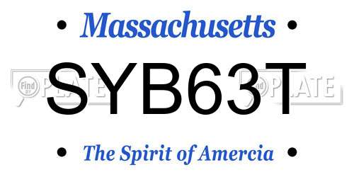 SYB63T Massachusetts License Plate