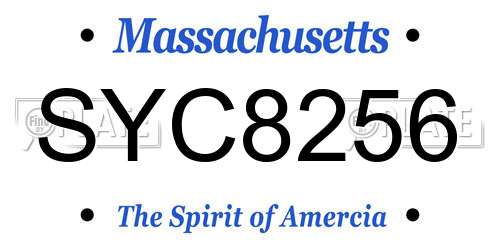 SYC8256 Massachusetts License Plate