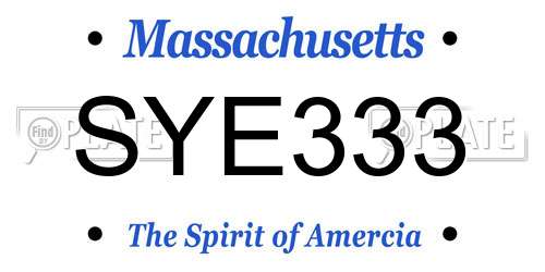 SYE333 Massachusetts License Plate