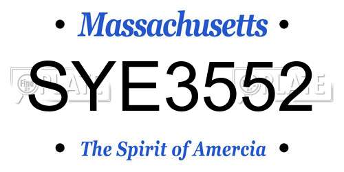SYE3552 Massachusetts License Plate
