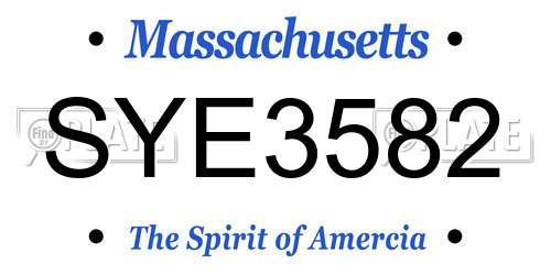 SYE3582 Massachusetts License Plate