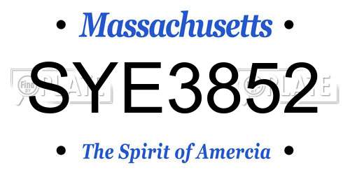 SYE3852 Massachusetts License Plate