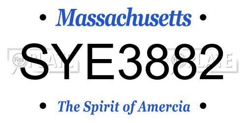 SYE3882 Massachusetts License Plate