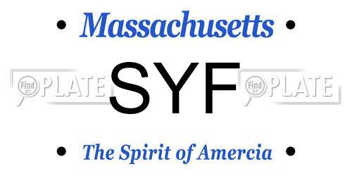 SYF Massachusetts License Plate