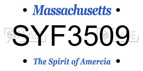 SYF3509 Massachusetts License Plate