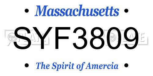 SYF3809 Massachusetts License Plate