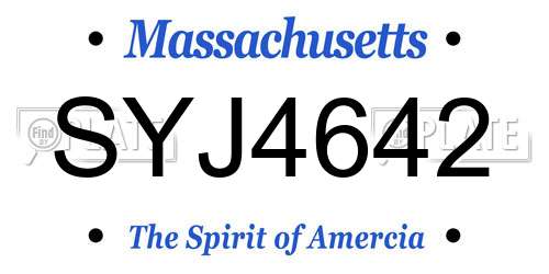 SYJ4642 Massachusetts License Plate