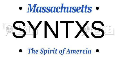 SYNTXS Massachusetts License Plate