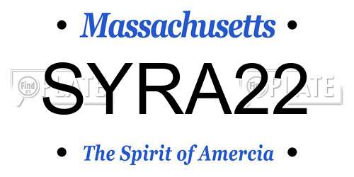 SYRA22 Massachusetts License Plate
