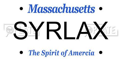 SYRLAX Massachusetts License Plate