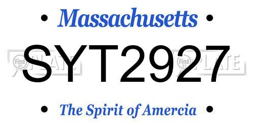 SYT2927 Massachusetts License Plate