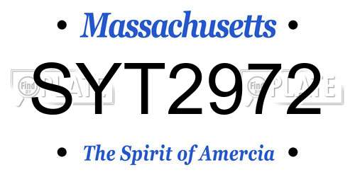 SYT2972 Massachusetts License Plate