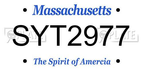 SYT2977 Massachusetts License Plate