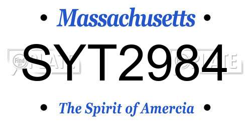 SYT2984 Massachusetts License Plate
