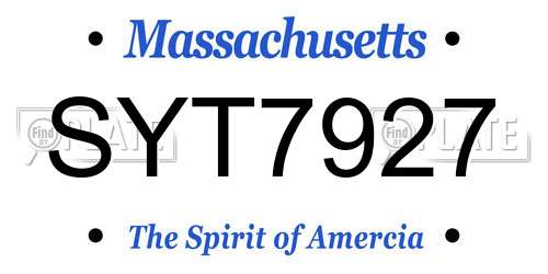 SYT7927 Massachusetts License Plate